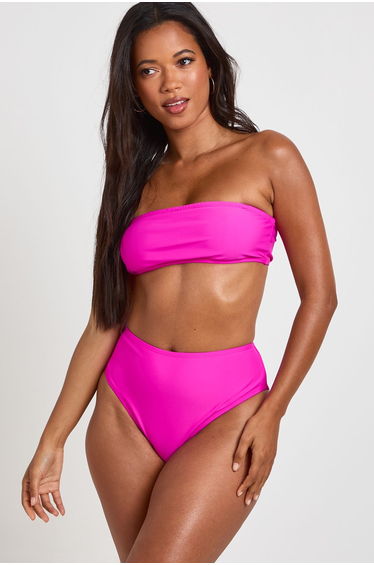 Essentials High Waist Bikini Bottom - fuchsia
