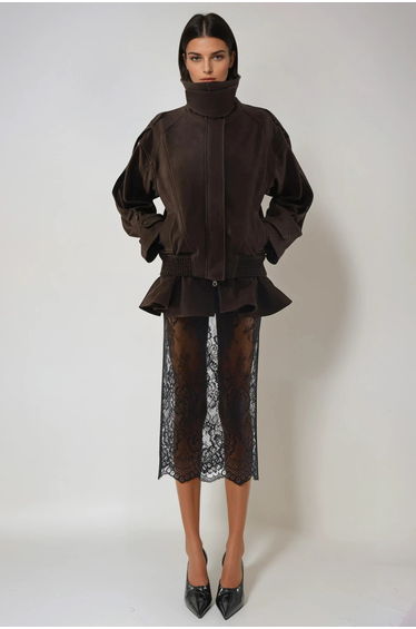 Diwata Funnel Neck Lace Skirt Set