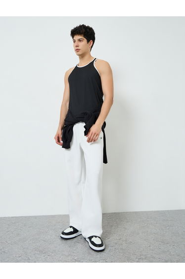 Men Black Ribbed Tank Top