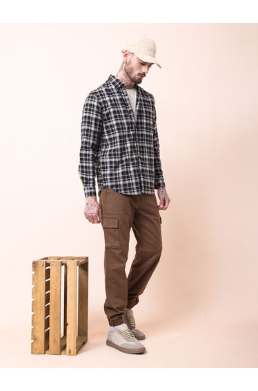 Men Brown Solid Cargo Joggers