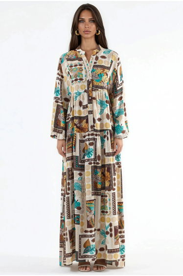 V-Neck Patterned Maxi Dress