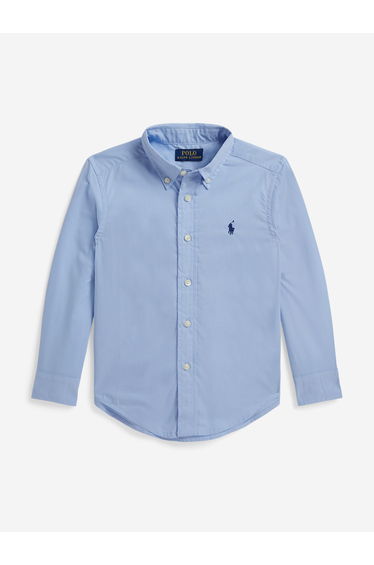 Ralph Lauren Boys Poplin Logo Shirt in Blue