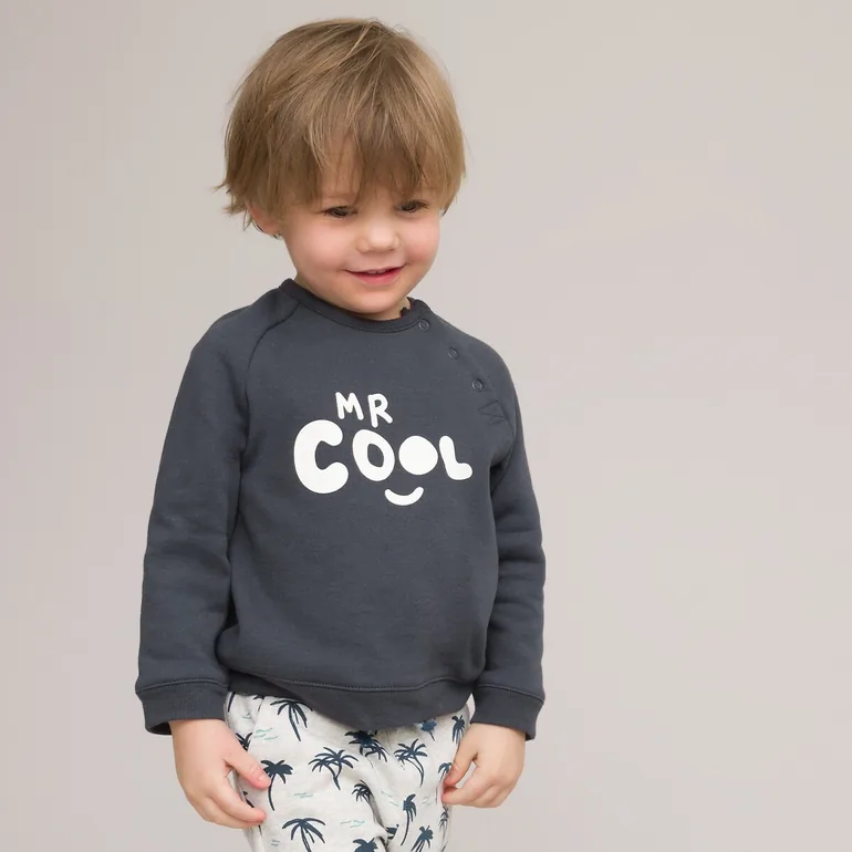 Slogan Print Sweatshirt in Cotton Mix with Crew Neck - 1