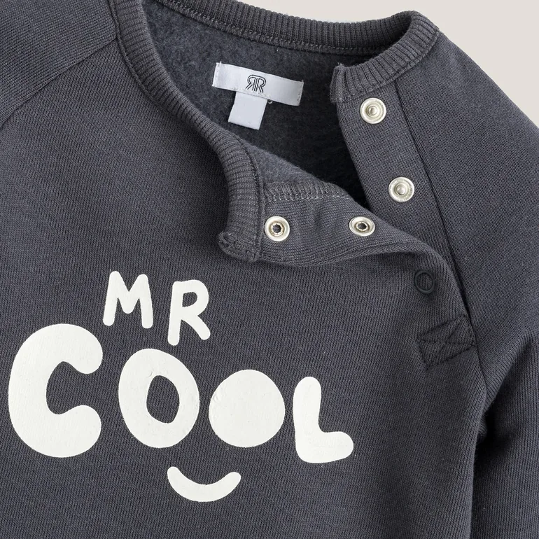 Slogan Print Sweatshirt in Cotton Mix with Crew Neck - 4