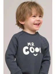 Slogan Print Sweatshirt in Cotton Mix with Crew Neck