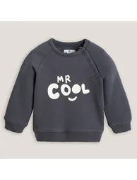 Slogan Print Sweatshirt in Cotton Mix with Crew Neck - 2