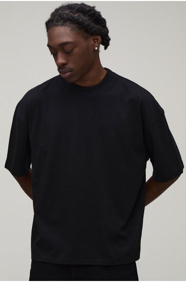 Black Oversized Floral Spine Print T-Shirt - black