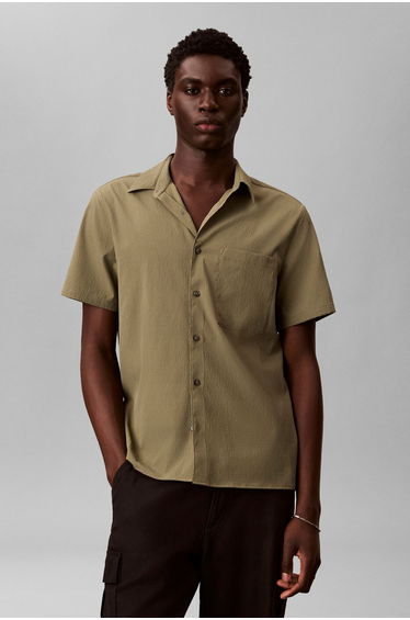 Solid Seersucker Classic Shirt Khaki