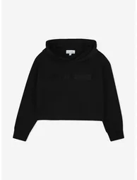 Girl Cropped Logo Hoodie in Black
