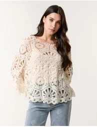 بلو فانيلا بلوزة بيج بأكمام طويلة - 2