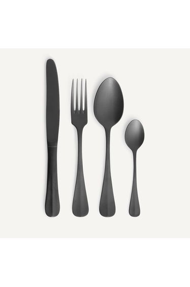 Nivi 16-Piece Cutlery Set in Black Brushed Stainless Steel
