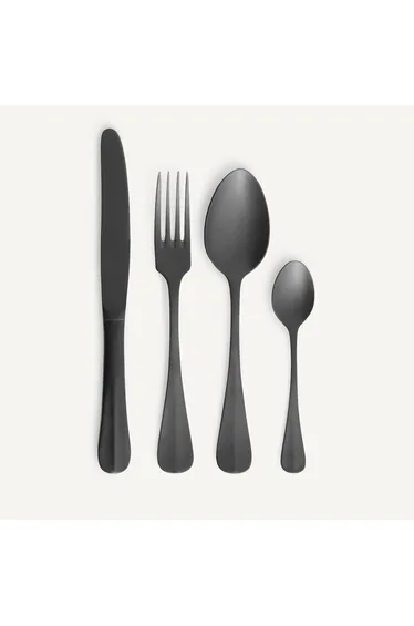 طقم أدوات المائدة 16 قطعة ستانليس ستيل لون أسود