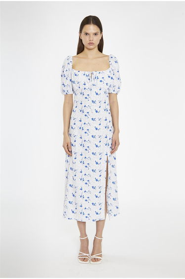 Blue Dot Vintage Floral Milkmaid Midaxi-Dress