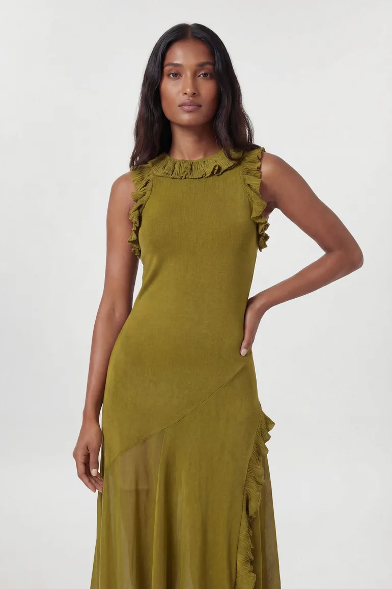 Ruffle Trim Knitted Maxi Dress - 2