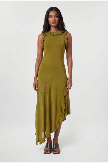 Ruffle Trim Knitted Maxi Dress