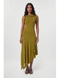 Ruffle Trim Knitted Maxi Dress