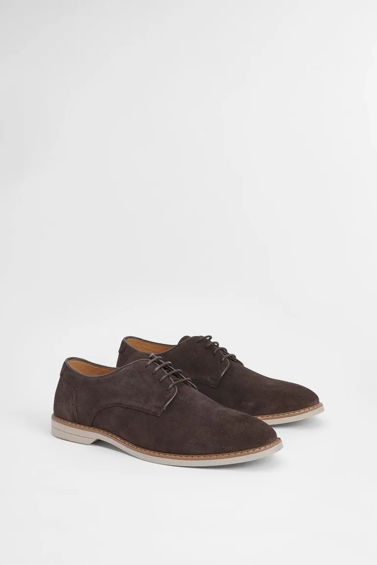 Chocolate Suede Derby Shoes - 1