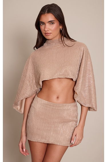 Gold Glitter Textured Cape Top