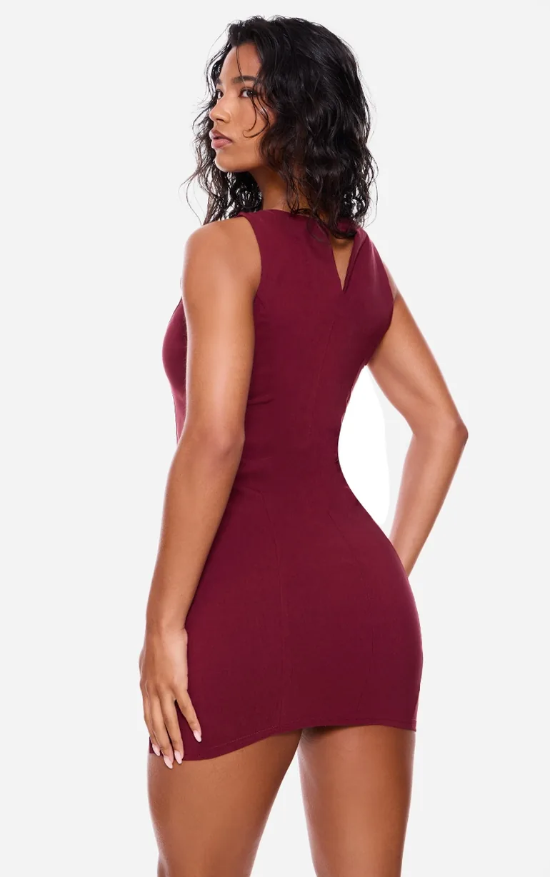 wrap detail bodycon dress Long Sleeve Plunge Front Wrap Detail Bodycon Mini Dress In Yellow Lace | EGO US