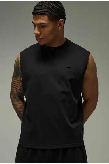 Training Dept Premium Heavyweight 220gsm Oversized Boxy Tank - black