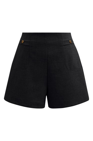 Stylish Golden Button Decor Shorts in Black