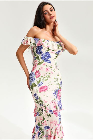 Séverine Floral Fishtail Maxi Dress