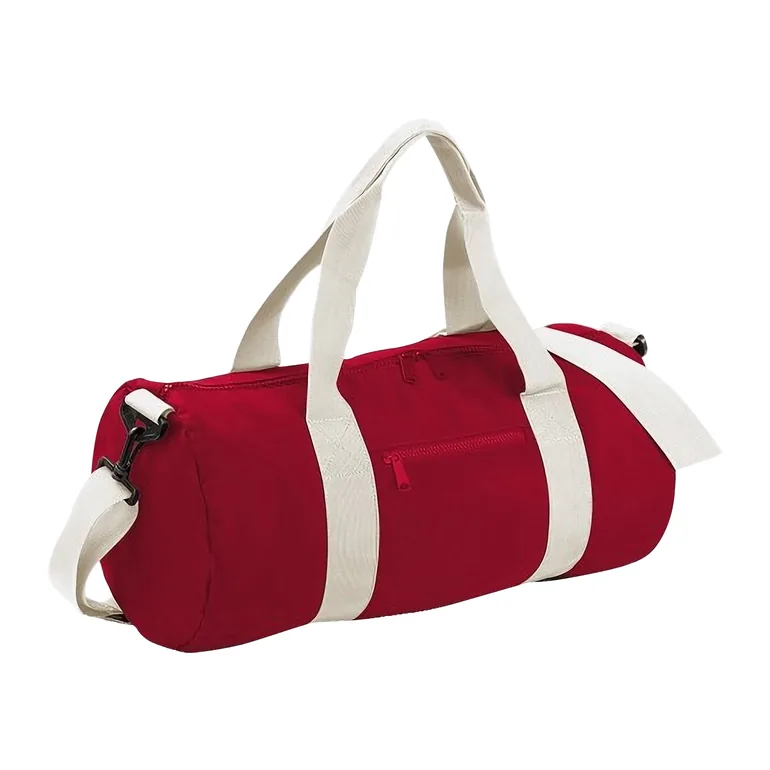 Bagbase Plain Varsity Barrel / Duffle Bag (20 Litres) (Pack of 2) - Classic Red/Off White
