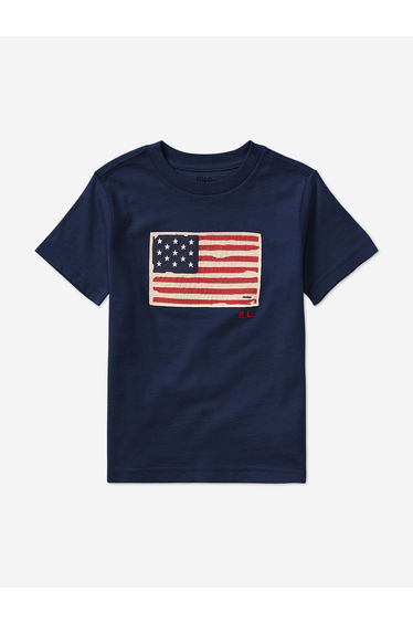 Ralph Lauren Boys Jersey Flag T-Shirt in Navy