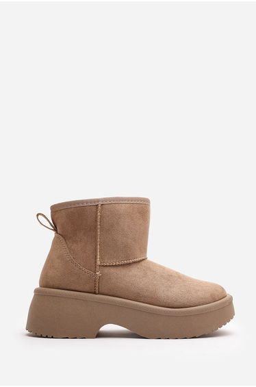 Darcy Platform Ankle Boots in Chestnut Faux Suede