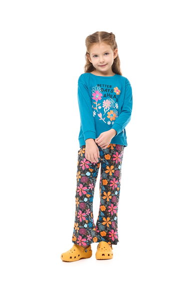Girls Multi Floral Print Top and Leggings Set