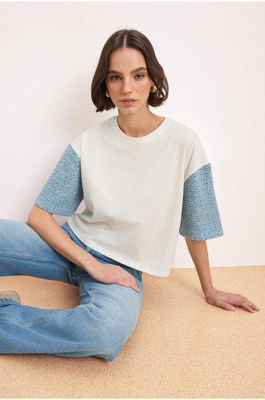 Ecru Knitted T-Shirt