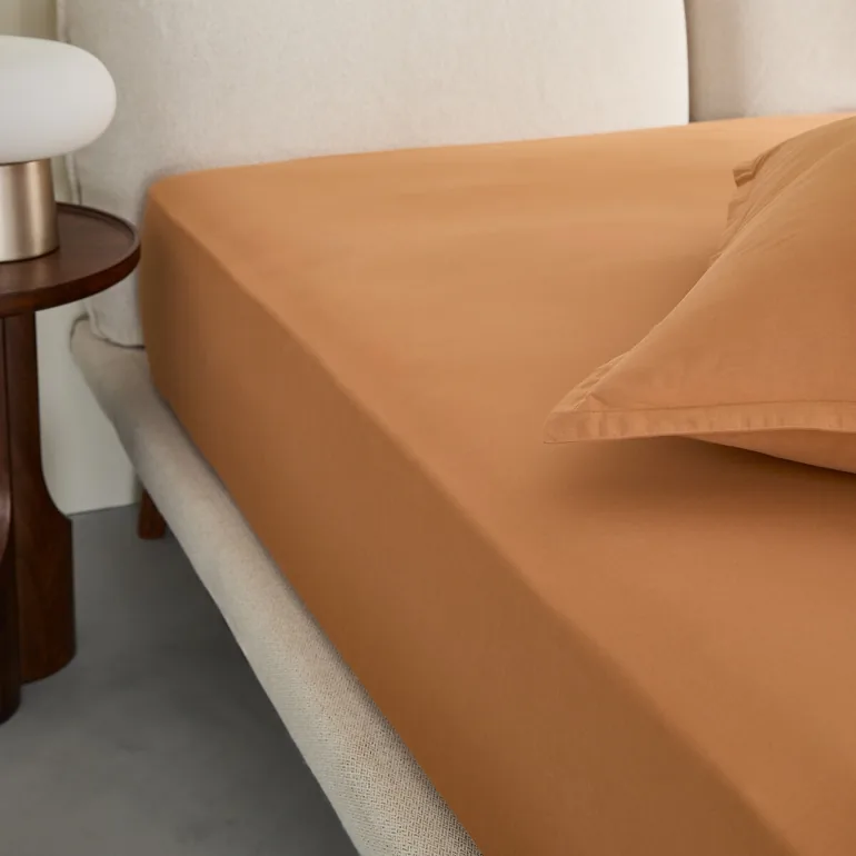 Sabbal Washed Percale Fitted Sheet with 30cm Flap - 1