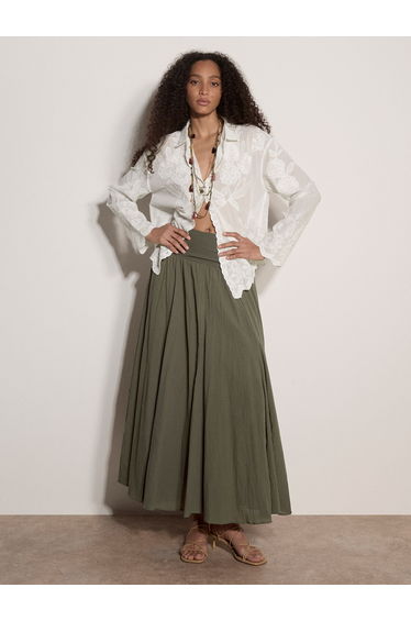Jersey Waistband Cotton Midaxi Skirt