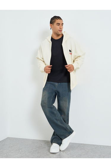 Men Oversized Heavy Fleece Zip-Up Hoodie