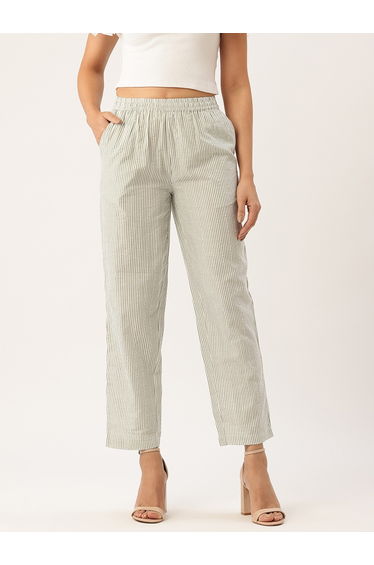 Women Striped Wide-Leg Trousers