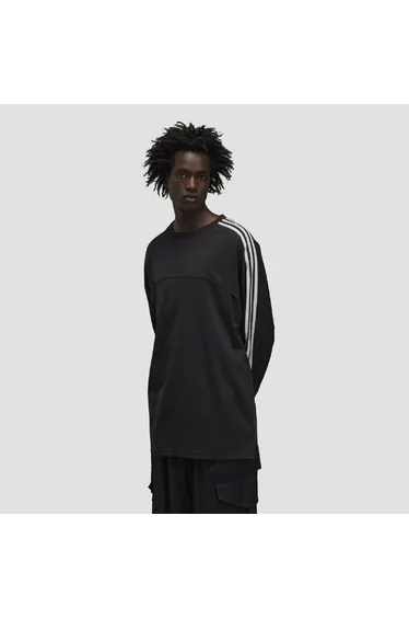 تيشيرت رجالي مخطط بأكمام طويلة - أسود