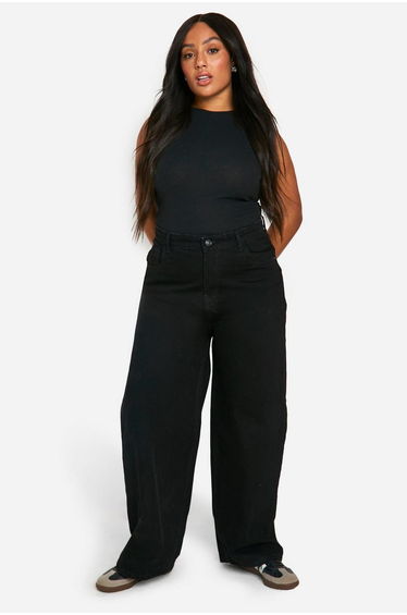 Plus Basic Straight Leg Jeans - true black