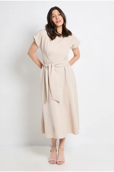 Formal Tie Waist Midi Dress