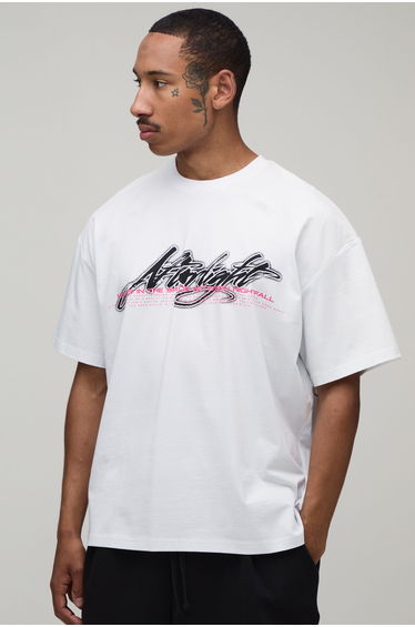 Afterlight Skull Print Oversized Short Sleeve T-shirt - white