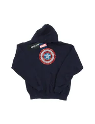 Marvel Girls Captain America Pixelated Shield Hoodie - Navy Blue - 1