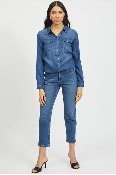 Long-Sleeved Denim Shirt