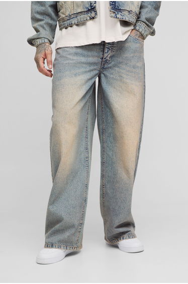 Tall Tinted Wash Baggy Jeans - mid wash