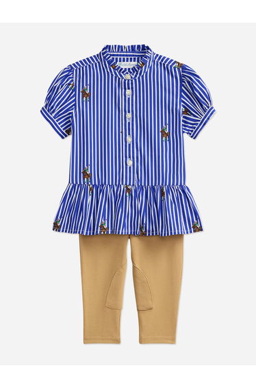 Ralph Lauren Baby Girls Blouse and Trouser Set in Blue