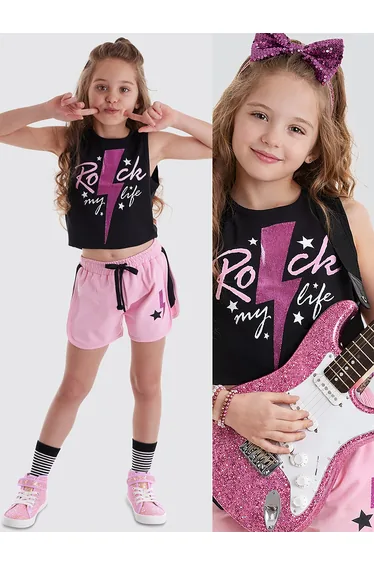 Rock Life Girl's Crop Top Shorts Set