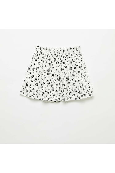 Skater mini skirt with integrated shorts WHITE