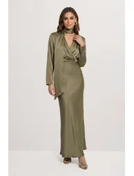 Premium Tie Neck Maxi Dress