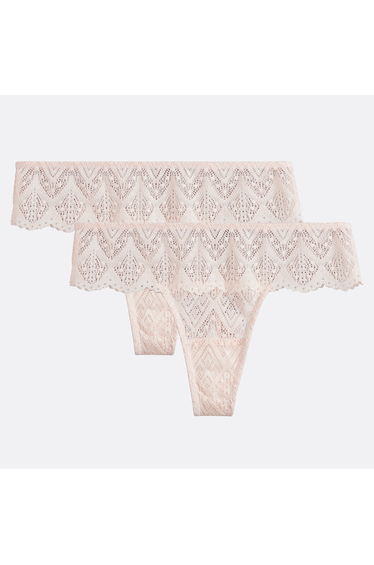 Pack of 2 Lison Tangas in All-Over Lace