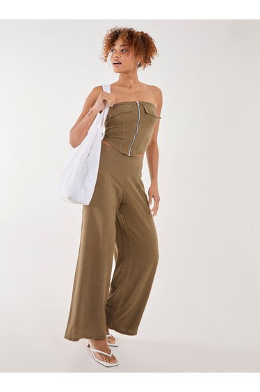 Linen Straight High Waist Trousers
