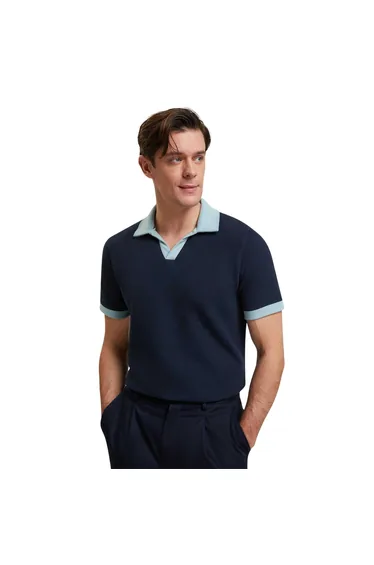 Ted Baker Mens Waffle Short-Sleeved Polo Shirt - Navy