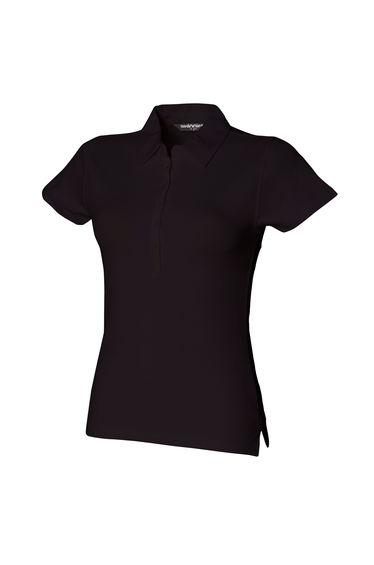 Skinni Fit Ladies/Womens Stretch Polo Shirt - Black